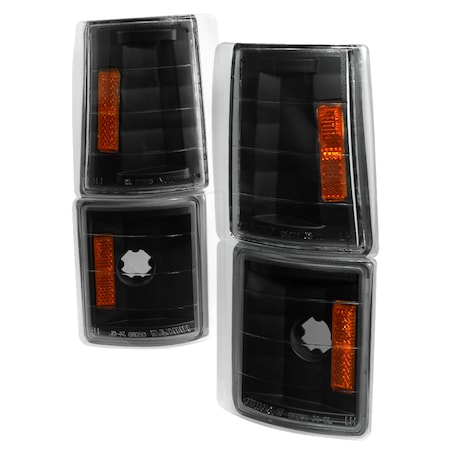 SPEC-D TUNING 94-98 GMC Full Size Pick Up Corner Light 4 Pcs Black 2LC-G2G4JM-V2-TM